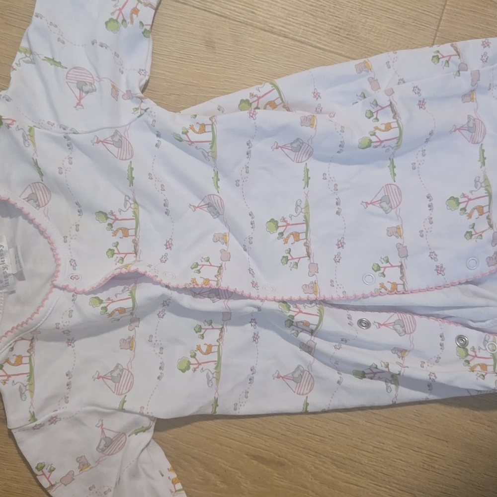 Kissy Kissy Noahs Print White Kids Pajamas with Pink and Green Accents